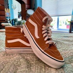Vans camel and White High-Top Sneakers
